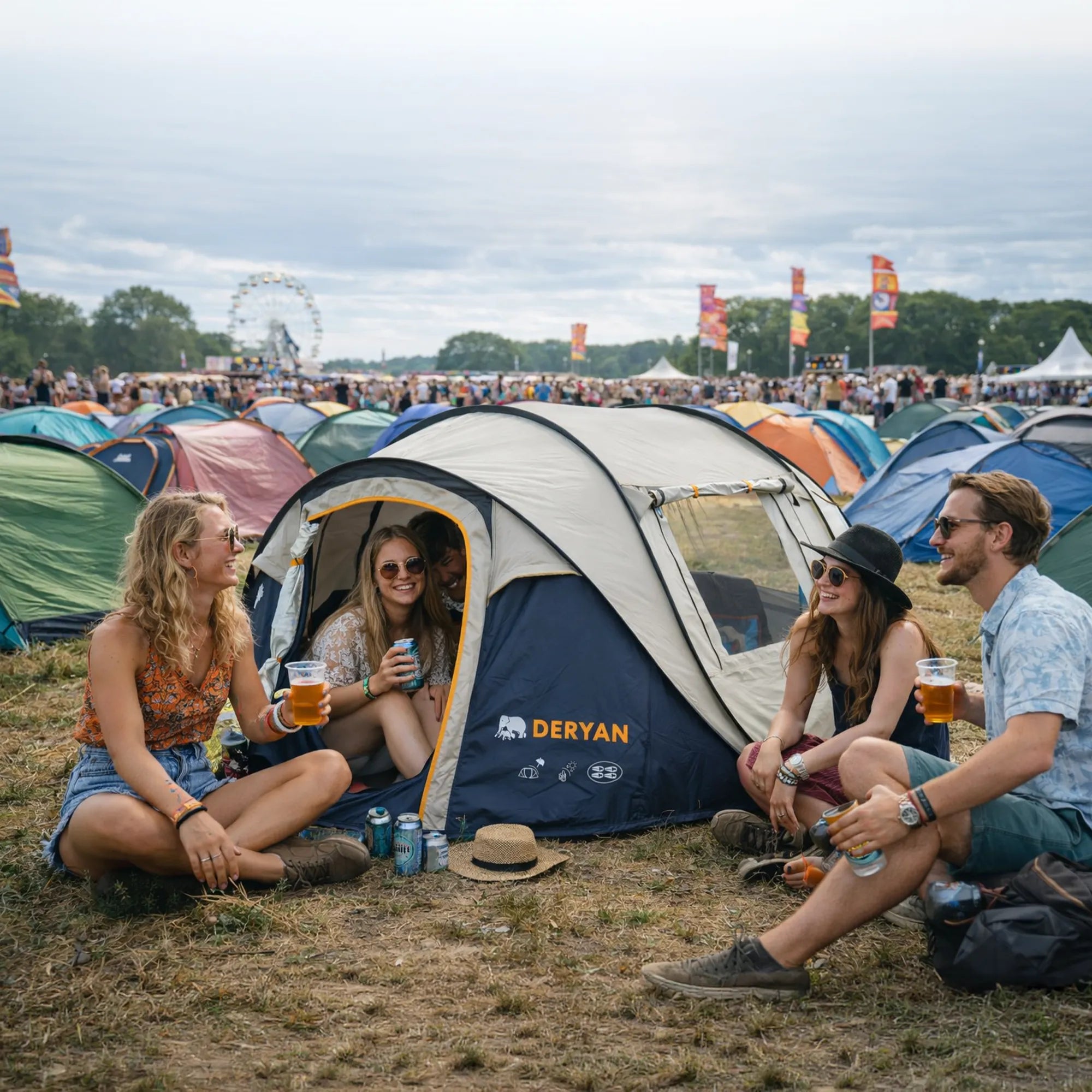 Pop Up Luxe Telt - 2000MM vannsøyle - Cream - 4 Personer