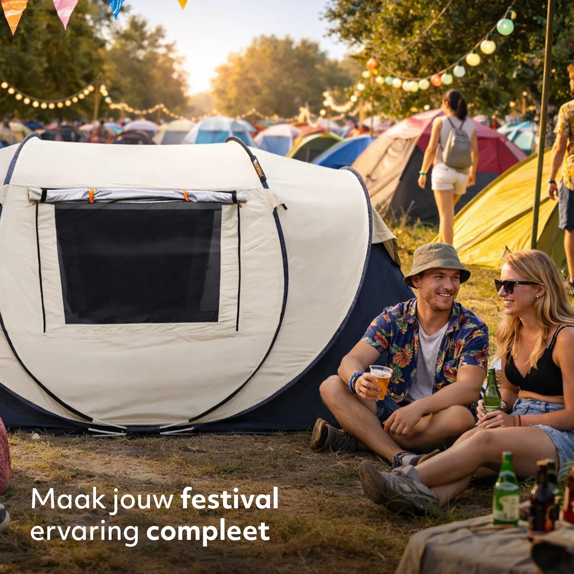 Pop Up Luxe Telt - 2000MM vannsøyle - Cream - 4 Personer