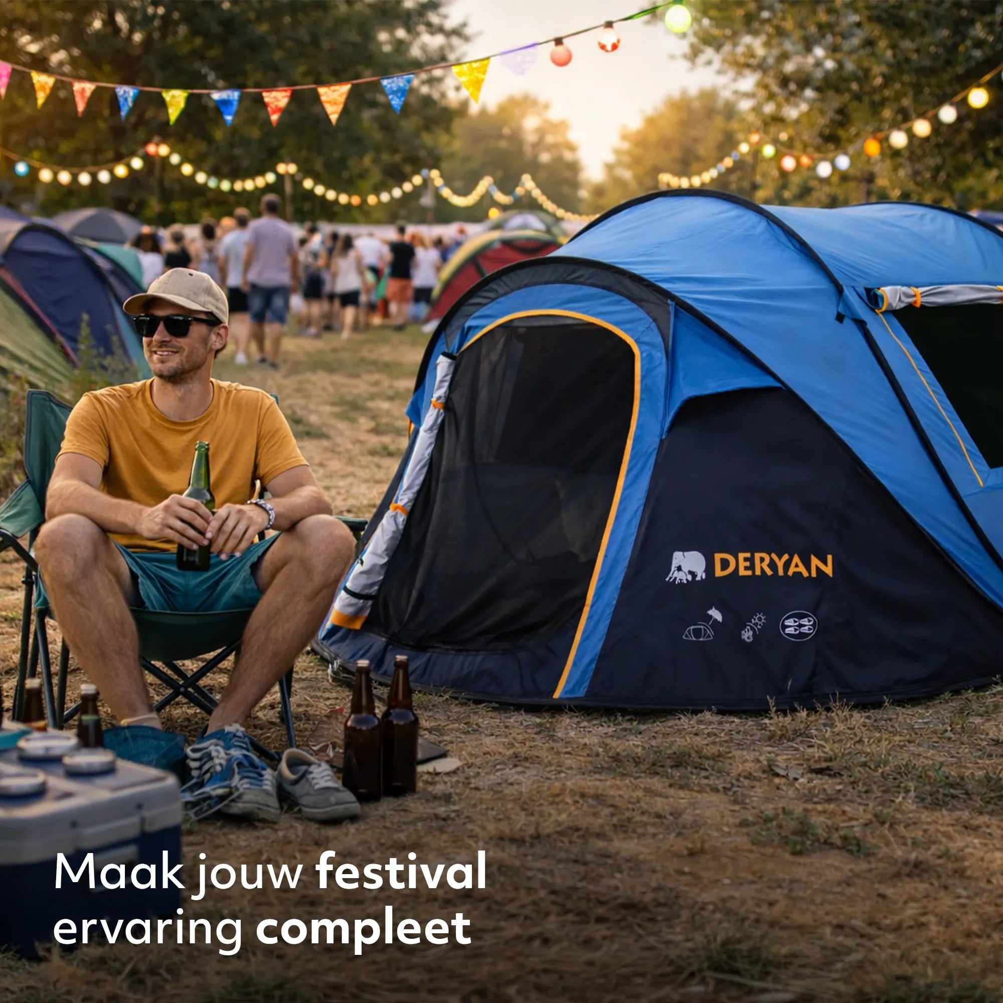 Pop Up Luxe Tent - 2000MM waterkolom - Navy - 4 Persoons