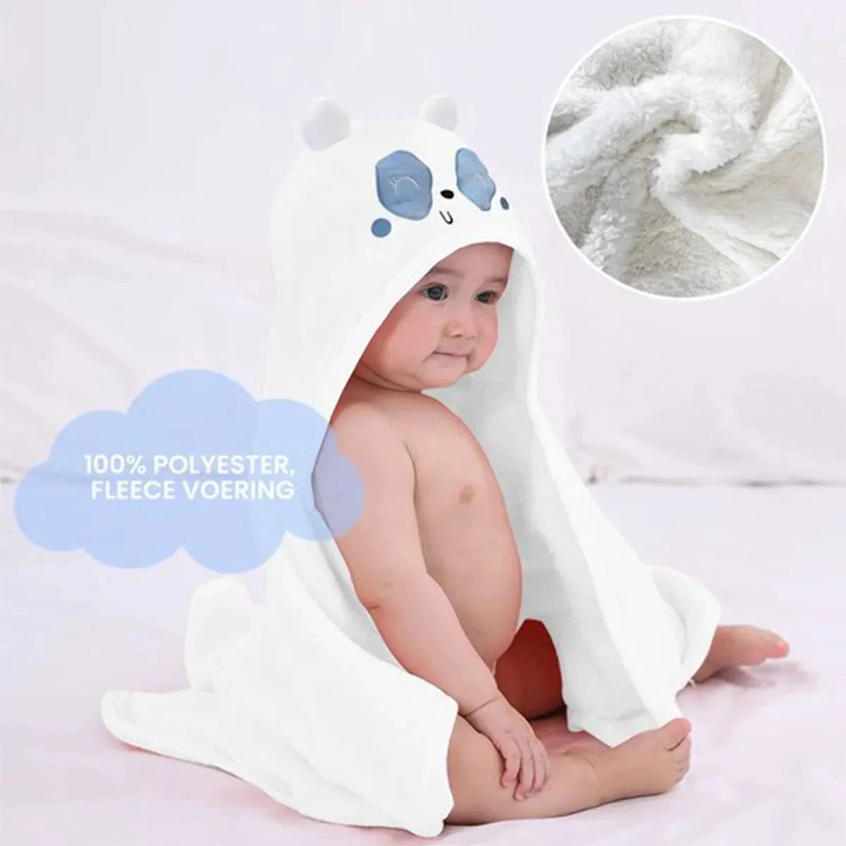 Panda Blue Multifunctional Baby Fleece Blanket with Hood – Swaddle Blanket – Blanket 75x100 cm
