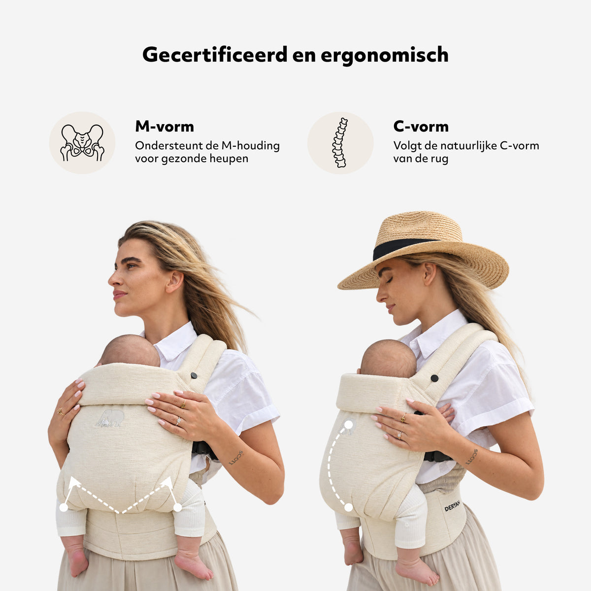 Porte-bébé Amora Agus Oat, lin Nougat