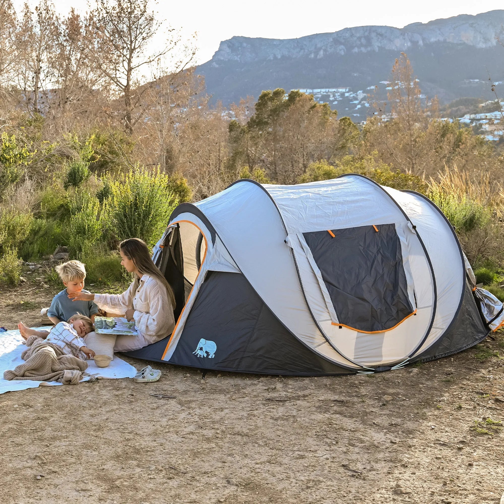 Luxus-Pop-up-Zelt – 5000 mm Wassersäule – Beige – für 4 Personen