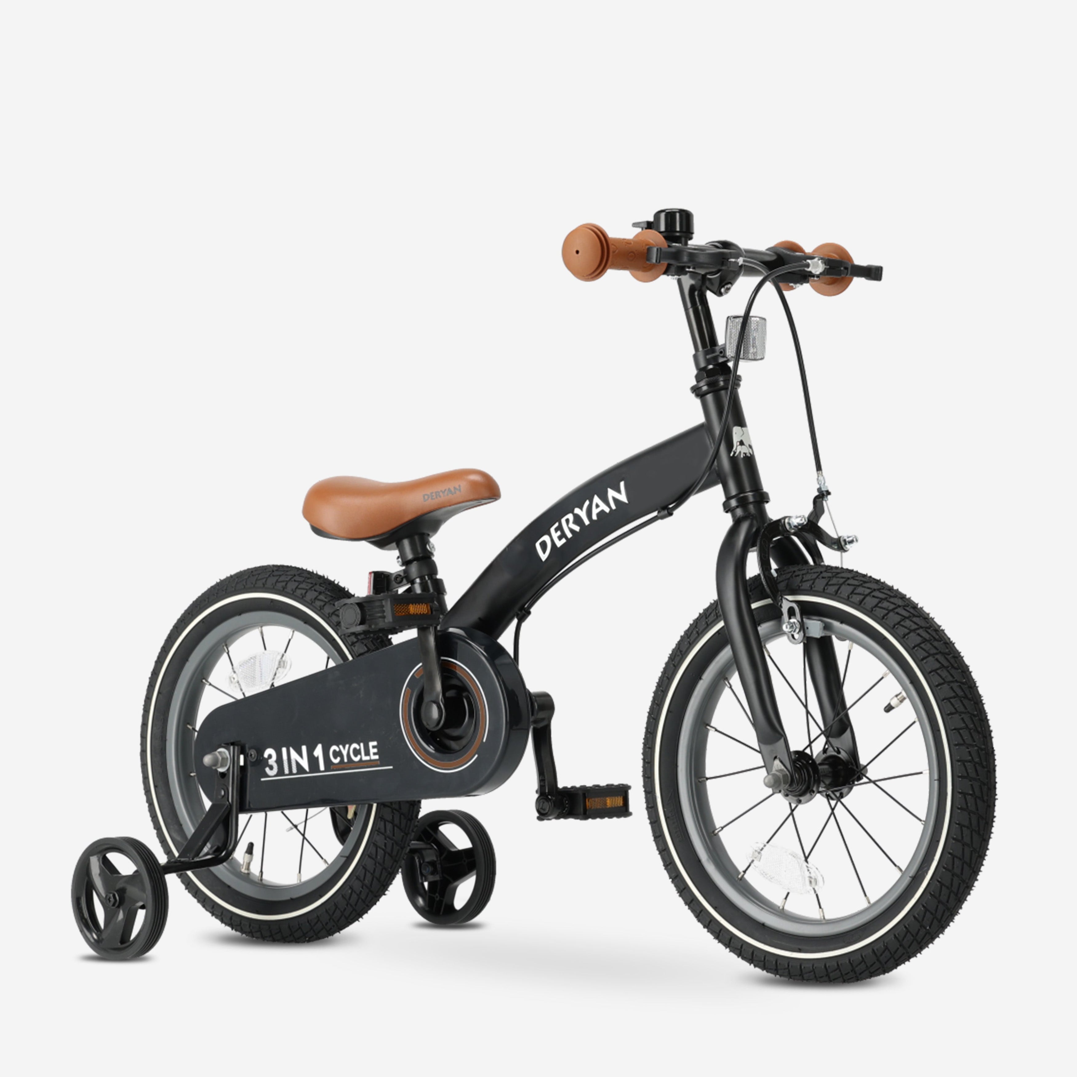 Bicicletta di lusso per bambini da 14 pollici - 3 in 1 - bici da passeggio Nero