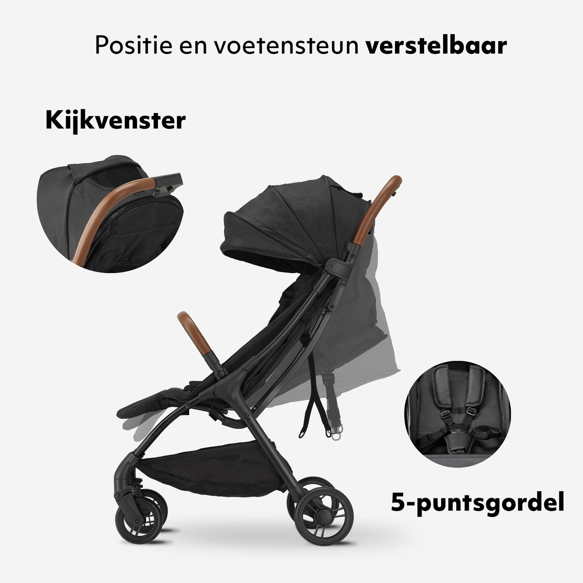 Mooiys Ash Stroller - Compact Stroller - Black