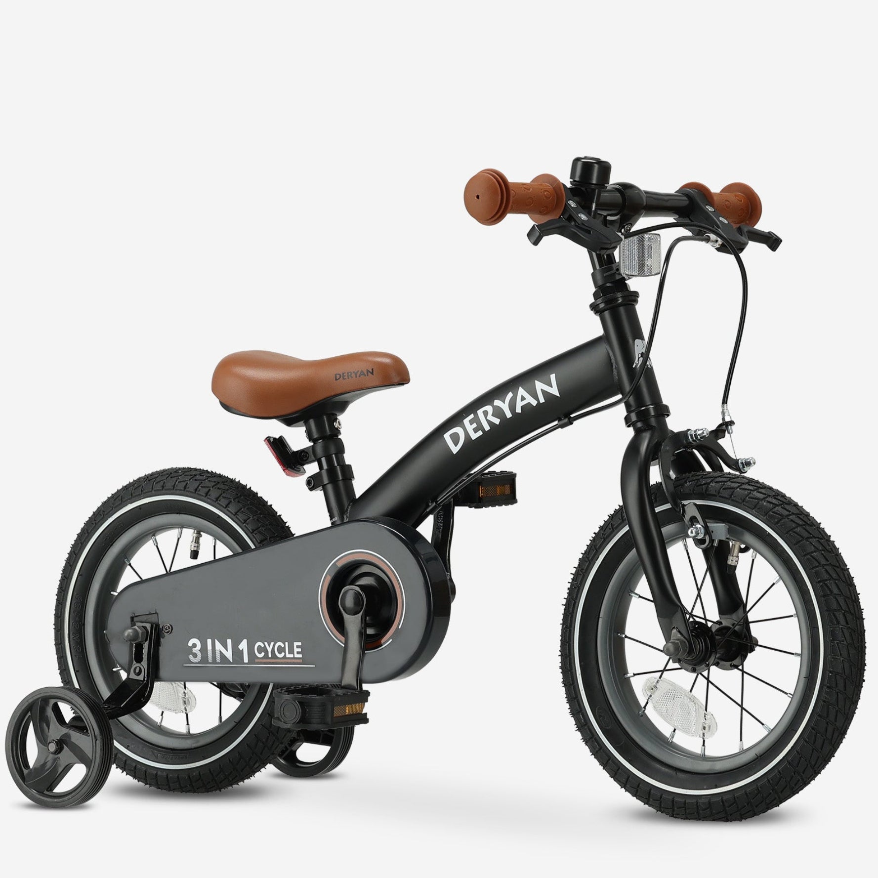 Lyxig barncykel 14 tum - 3 i 1 - gångcykel Svart