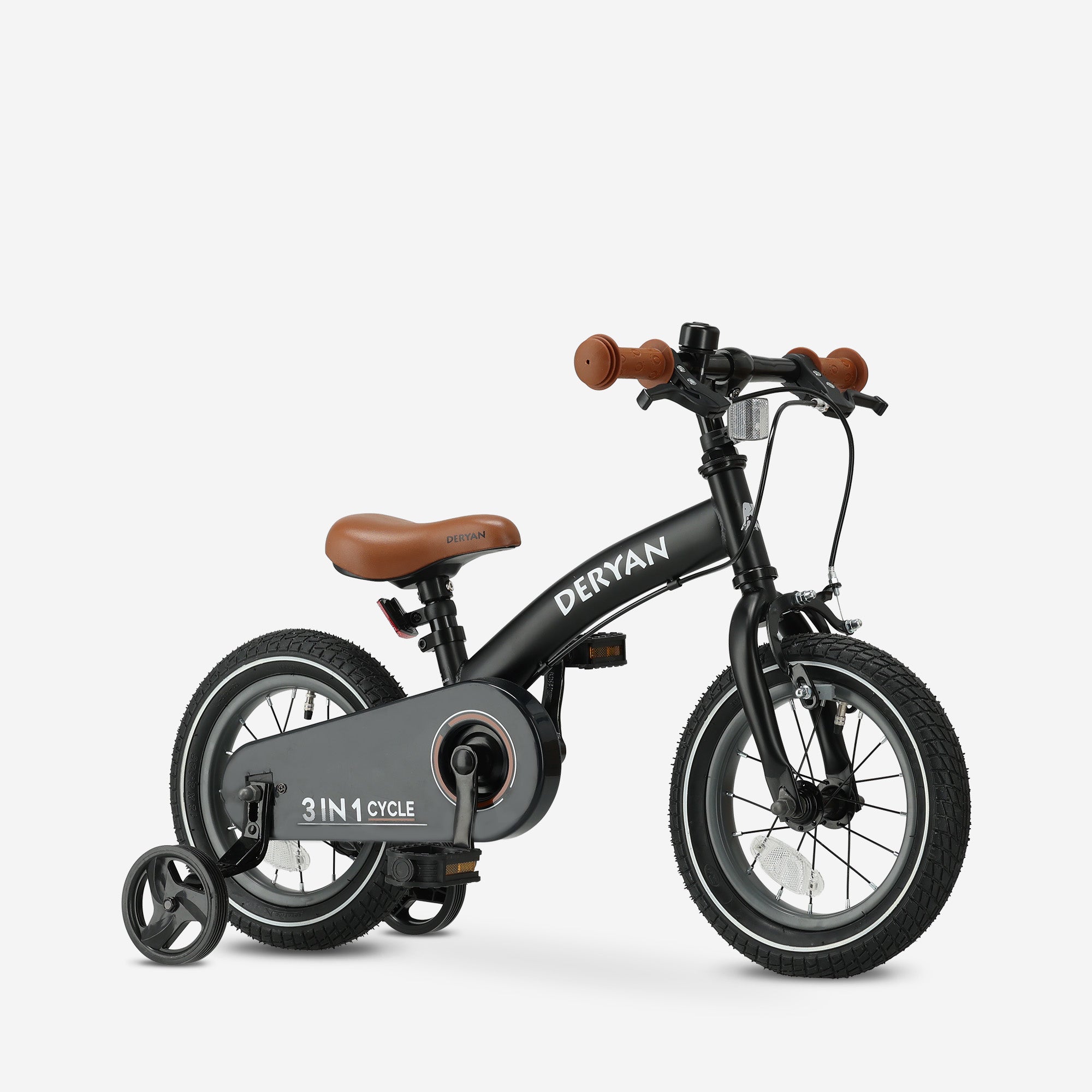 Luxus Kinderfahrrad 12 Zoll - 3 in 1 - Laufrad Schwarz