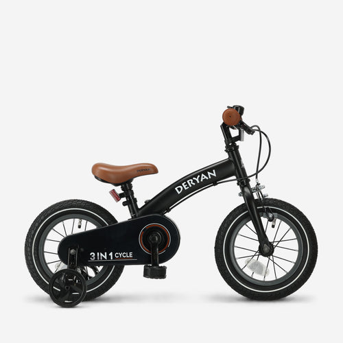 Luxury Kids Bike 12 inch - 3 in 1 - Balance Bike Black