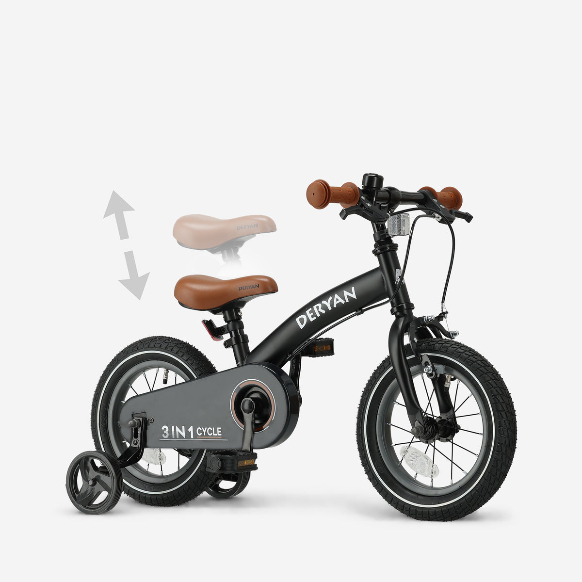 Luxury Kids Bike 12 inch - 3 in 1 - Balance Bike Black