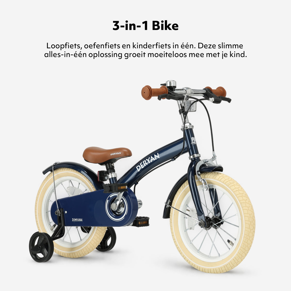 Vélo d'enfant de luxe 14 pouces - 3 en 1 - vélo d'équilibre Bleu