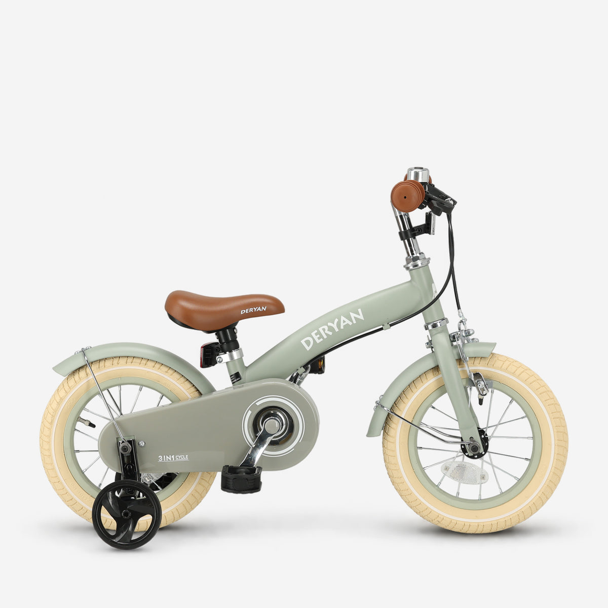 Vélo de luxe pour enfants 12 pouces - 3 en 1 - draisienne Vert