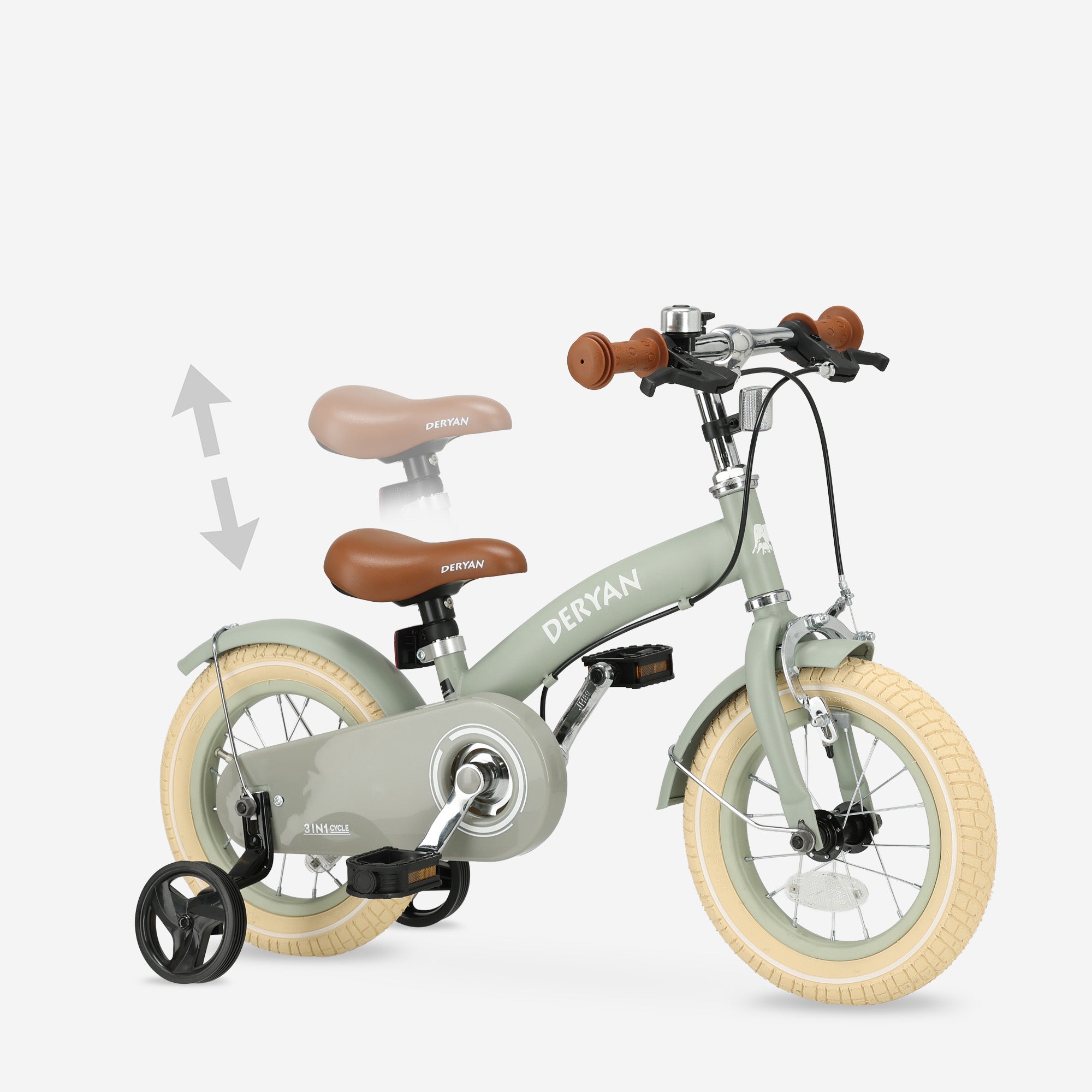 Vélo de luxe pour enfants 12 pouces - 3 en 1 - vélo de marche Vert