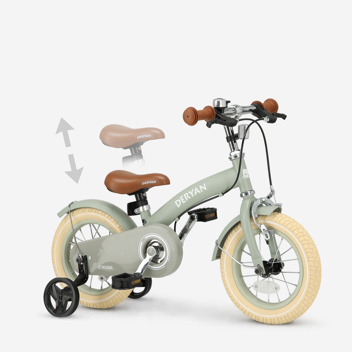 Vélo de luxe pour enfants 12 pouces - 3 en 1 - draisienne Vert