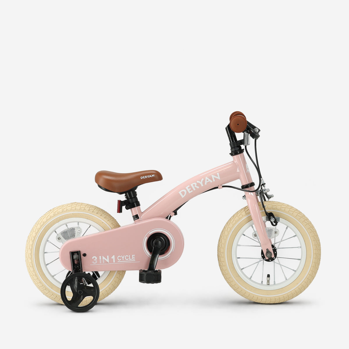 Luksus børnecykel 12 tommer - 3 i 1 - gåcykel Pink