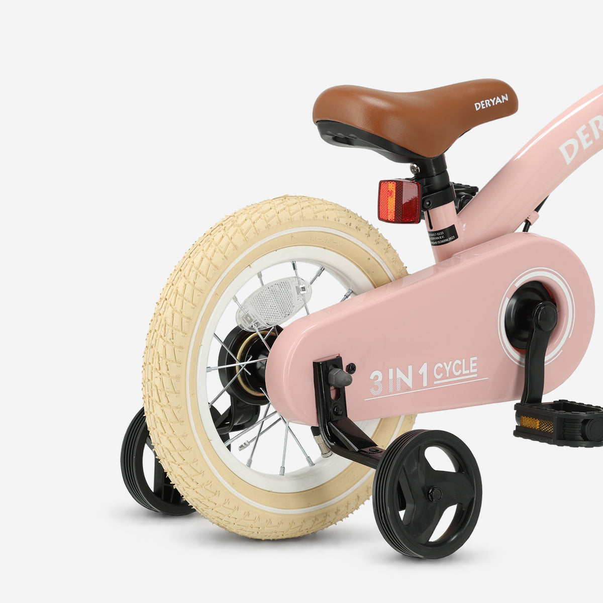 Luksus børnecykel 12 tommer - 3 i 1 - gåcykel Pink