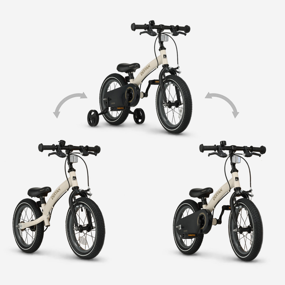 Vélo d'enfant de luxe 14 pouces - 3 en 1 - vélo sans pédales Sand