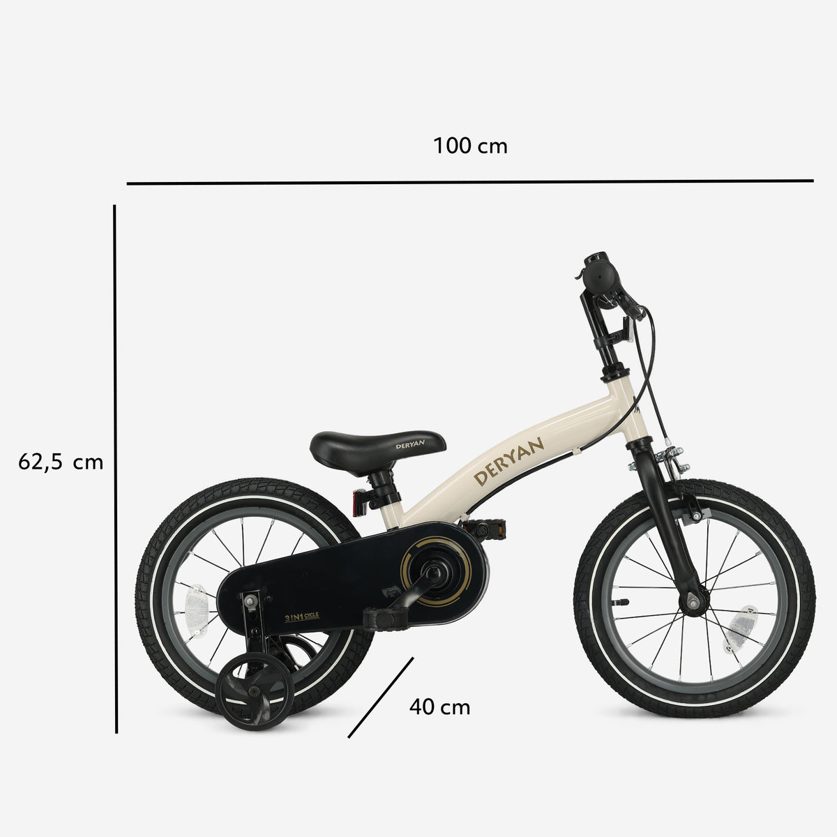 Vélo d'enfant de luxe 14 pouces - 3 en 1 - vélo sans pédales Sand
