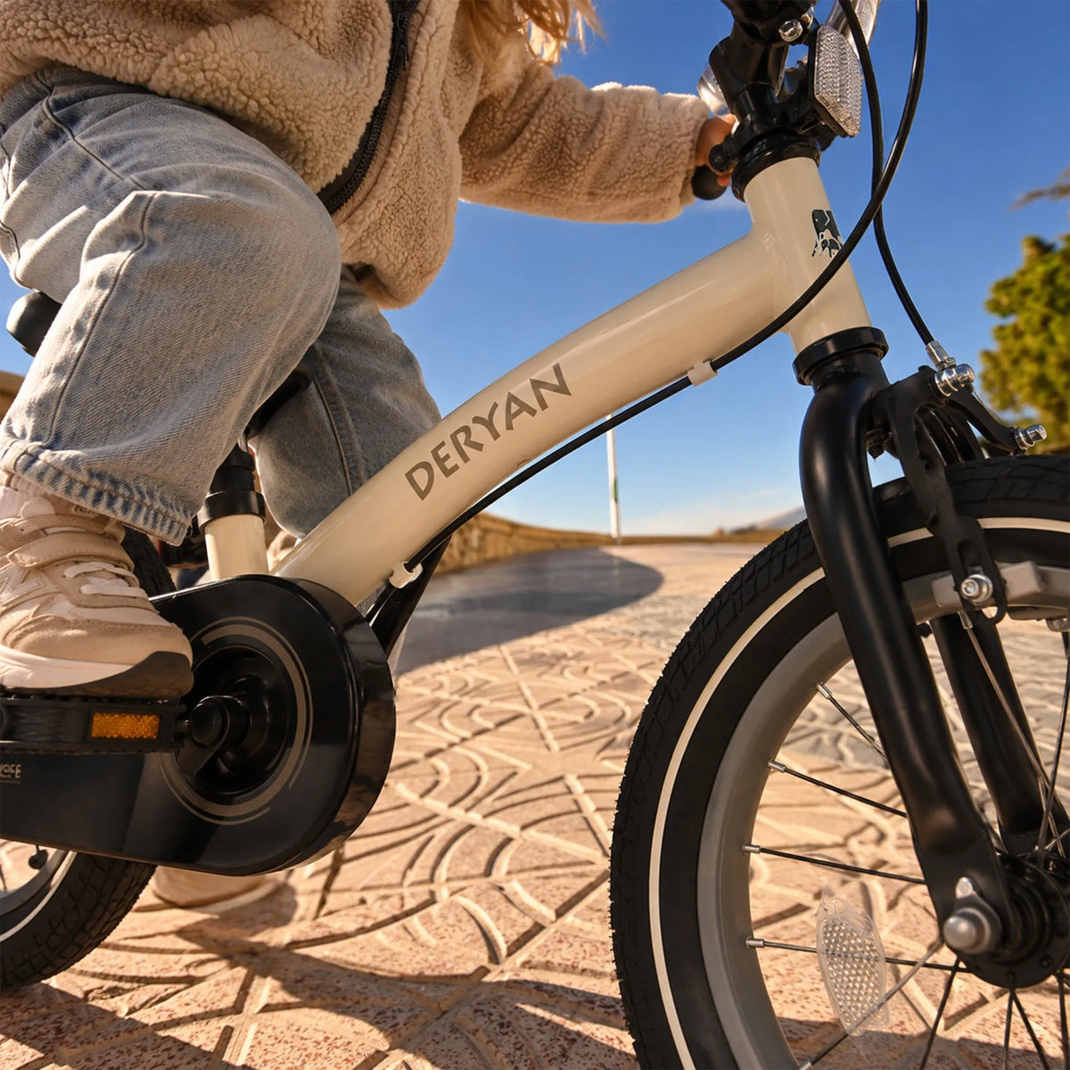 Luksusbørnecykel 14 tommer – 3-i-1 – løbecykel Sand