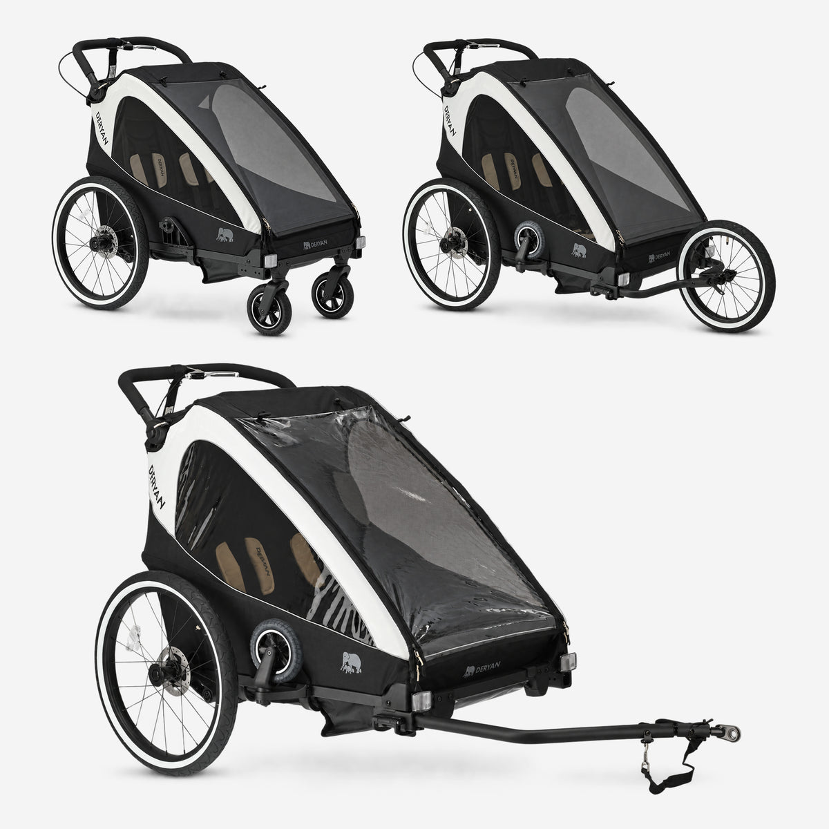 Luxus-Fahrradanhänger V2 – Wanderwagen – Laufkinderwagen Cream