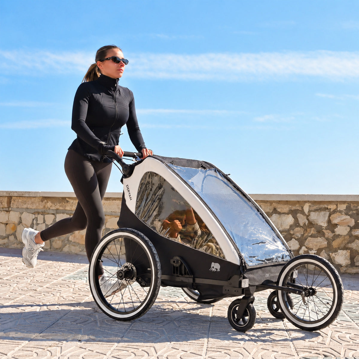 Luxus-Fahrradanhänger V2 – Wanderwagen – Laufkinderwagen Cream
