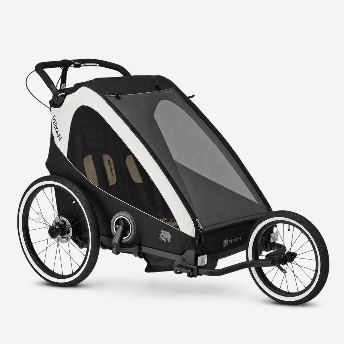 Luxus-Fahrradanhänger V2 – Wanderwagen – Laufkinderwagen Cream