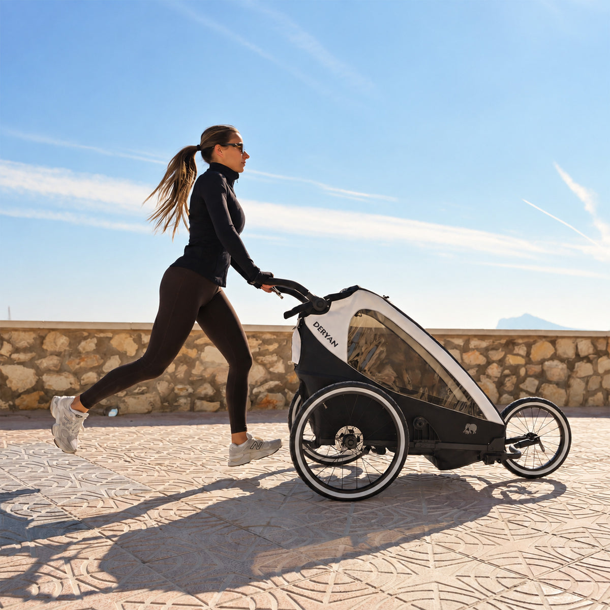 Luxus-Fahrradanhänger V2 – Wanderwagen – Laufkinderwagen Cream