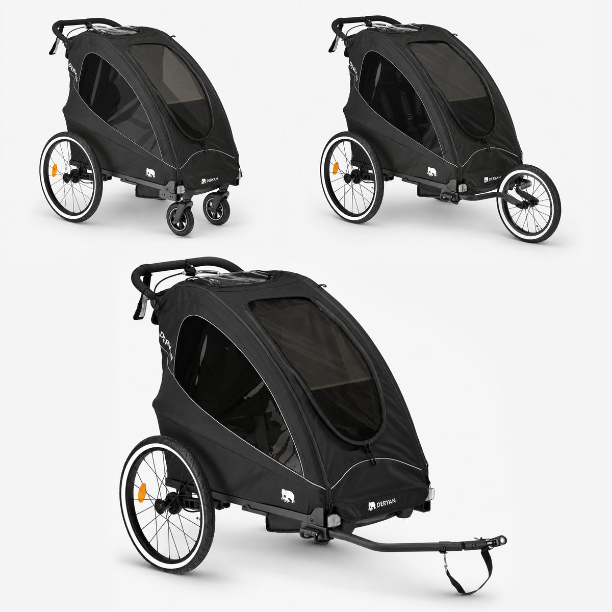 Rimorchio da bicicletta di lusso 3 in 1: passeggino e jogger - 1 posto