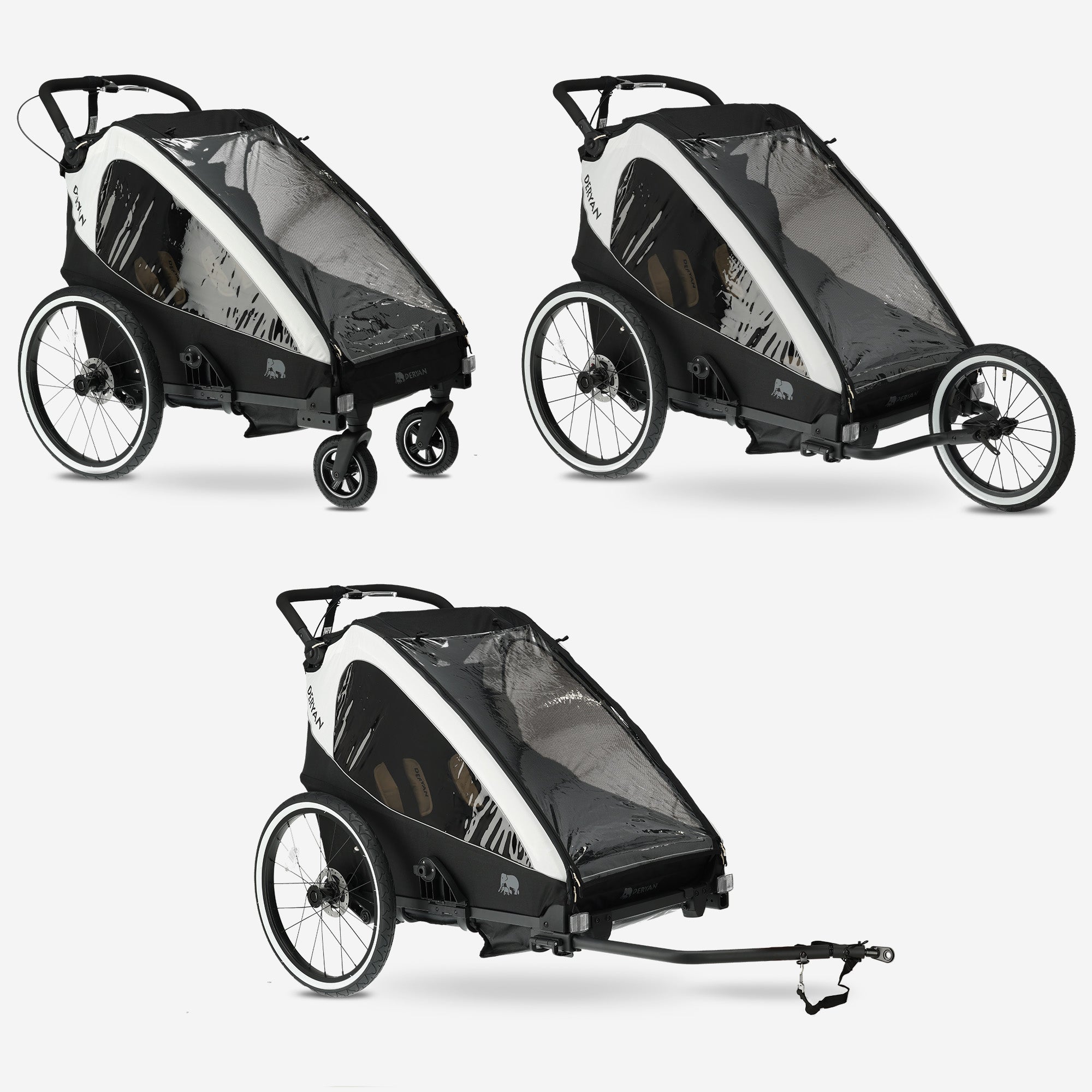 Luxe Fietskar V2 - Wandelwagen - Hardloopkinderwagen Cream