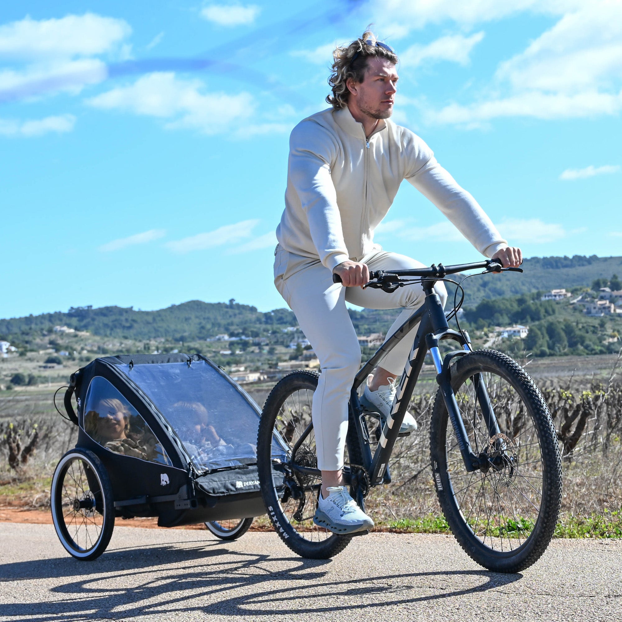 Lyxig cykelkärra V2 – Promenadvagn – Joggingvagn Svart