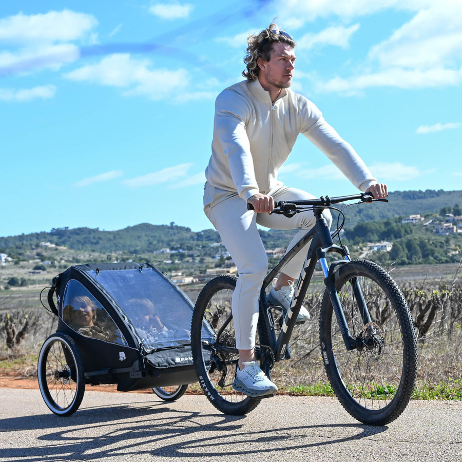 Remorque vélo de luxe V2 - Poussette de randonnée - Poussette de course Noir