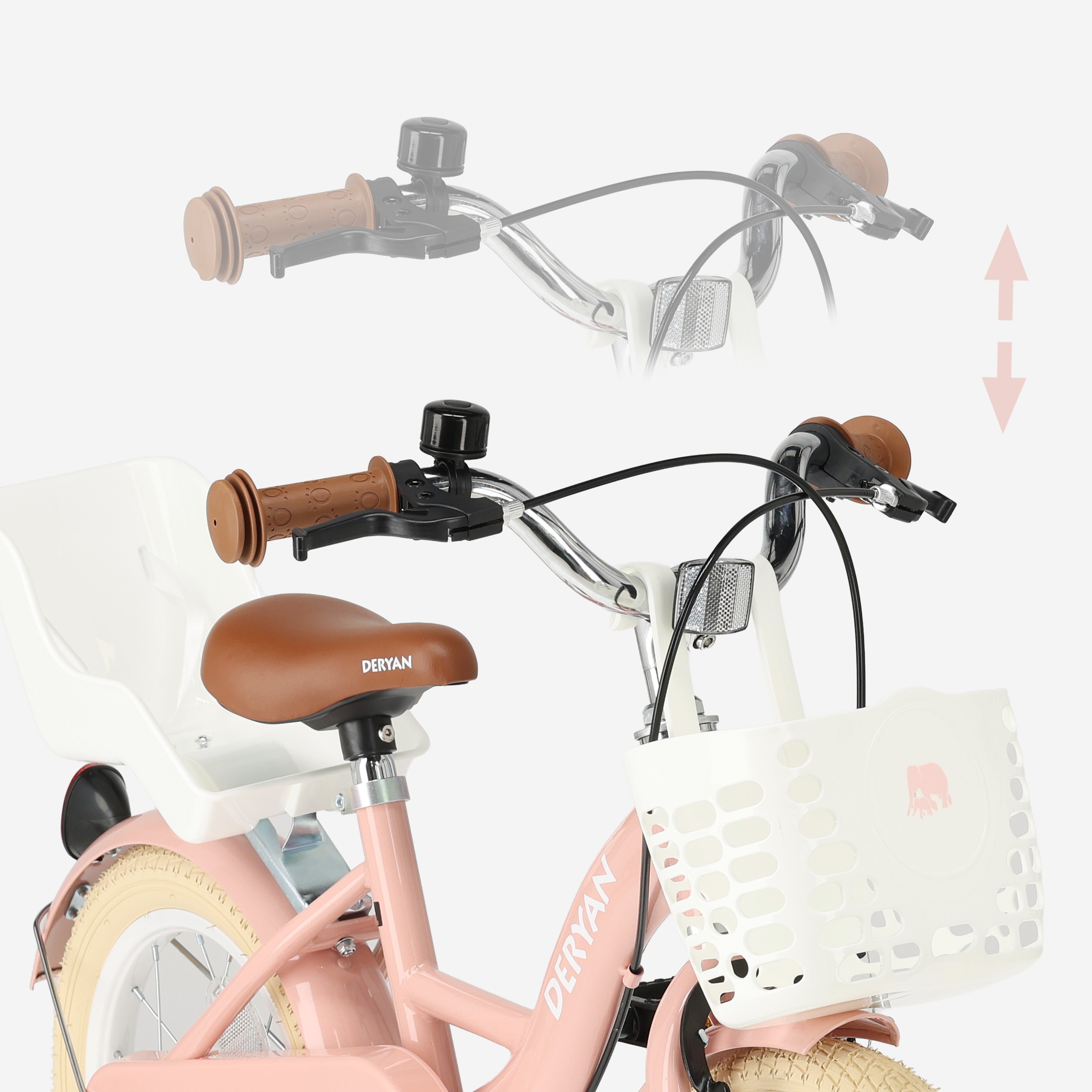 Zoey Mädchenfahrrad 12 Zoll mit Korb, rosa