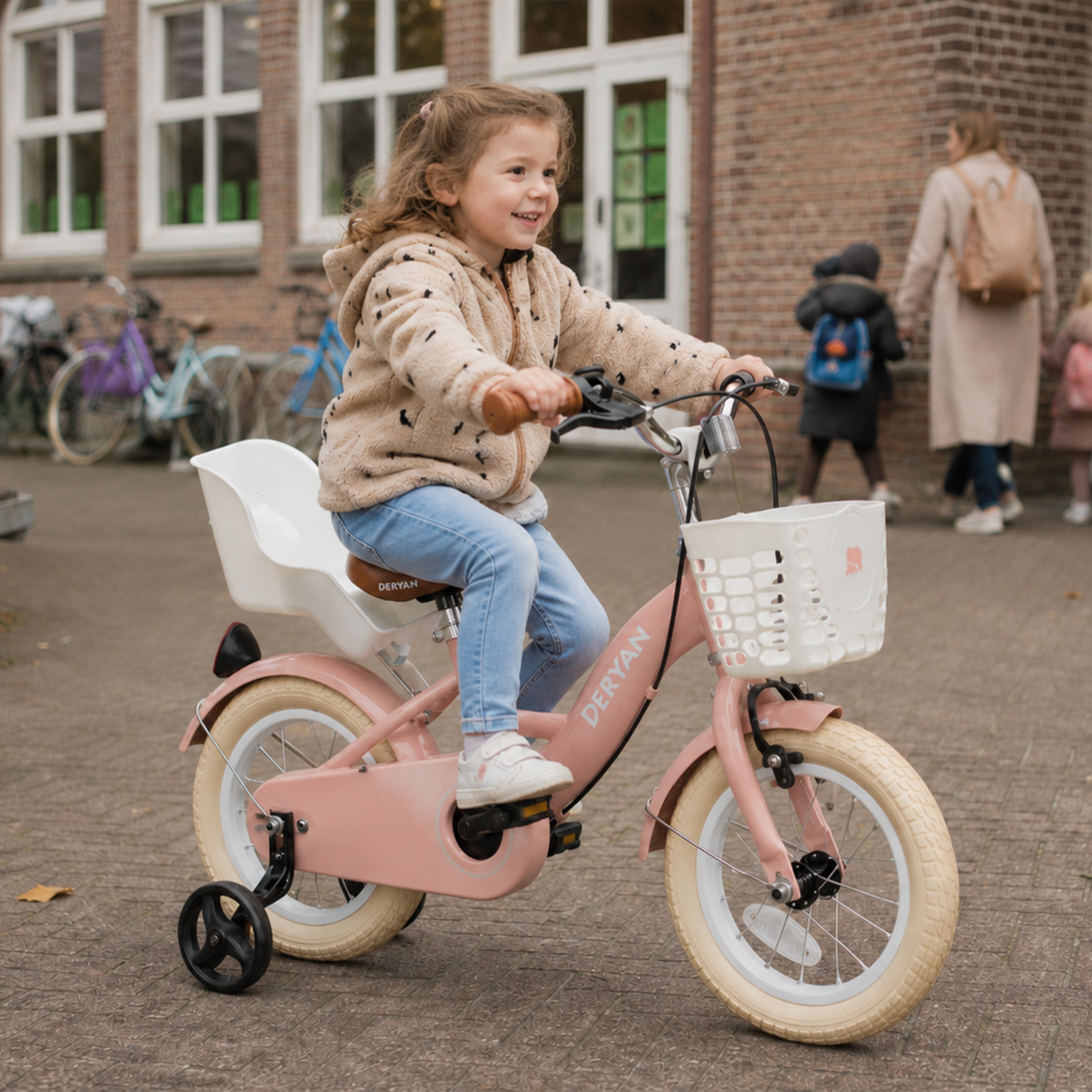 Zoey Mädchenfahrrad 12 Zoll mit Korb, rosa
