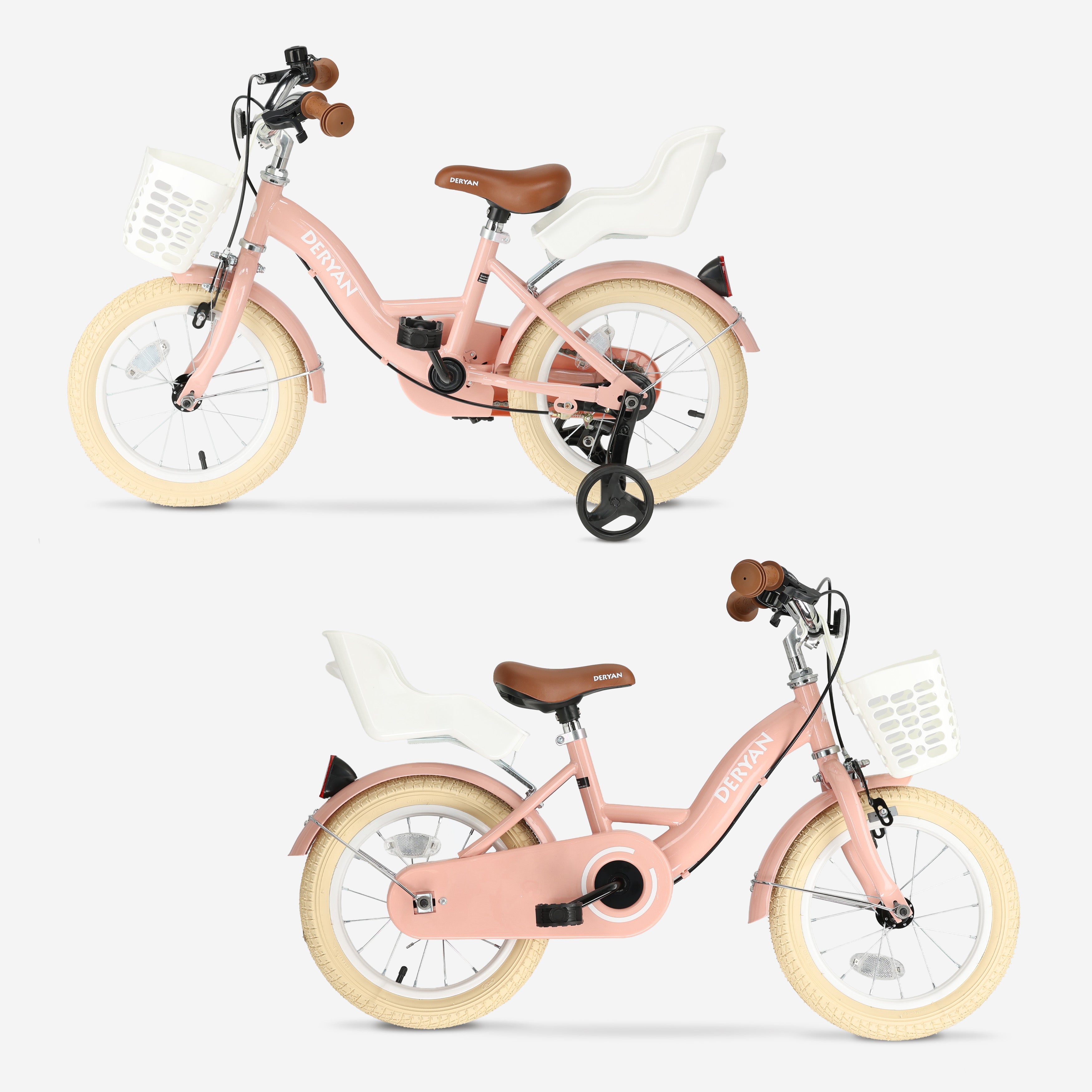 Zoey Mädchenfahrrad 12 Zoll mit Korb, rosa