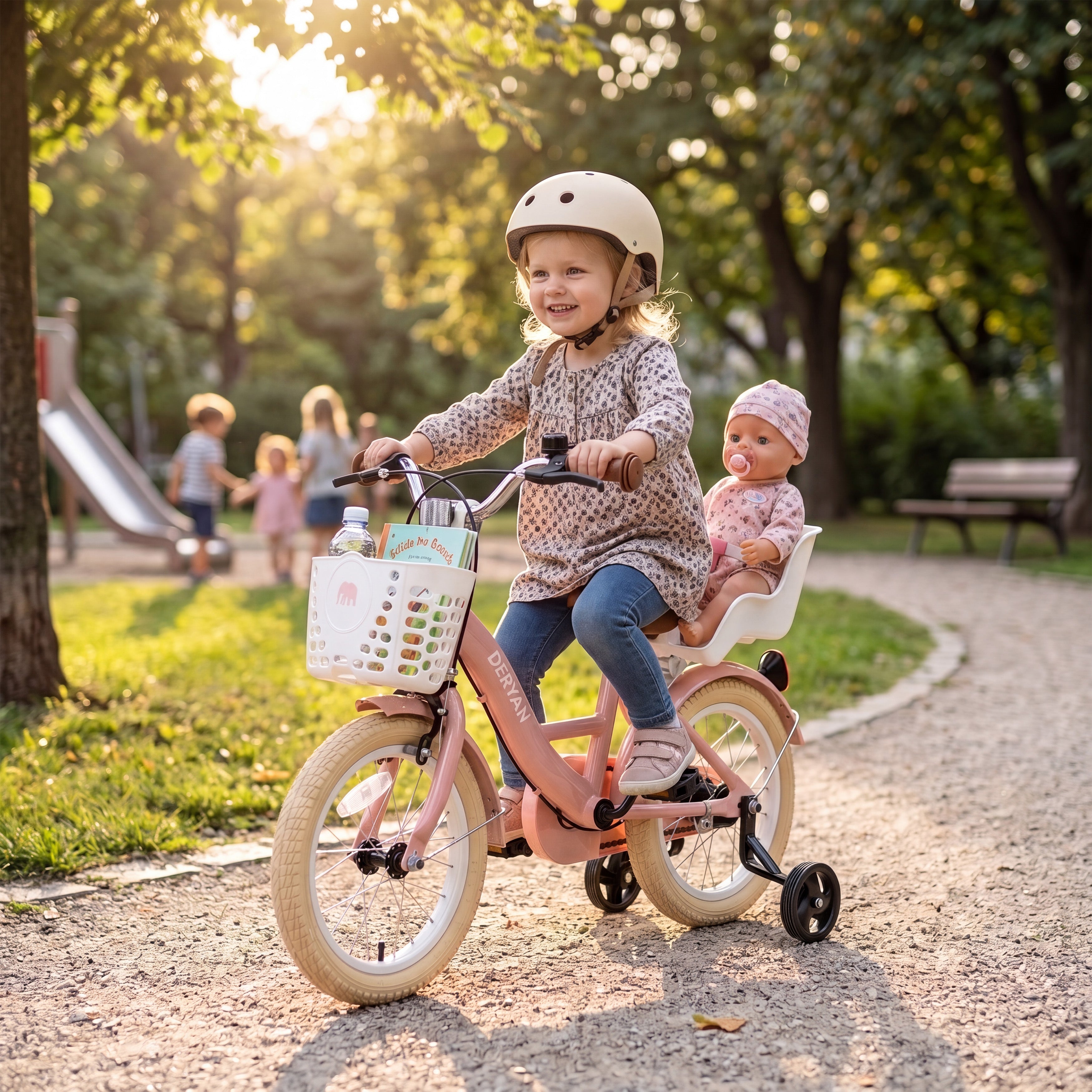 Zoey Mädchenfahrrad 14 Zoll mit Korb, rosa