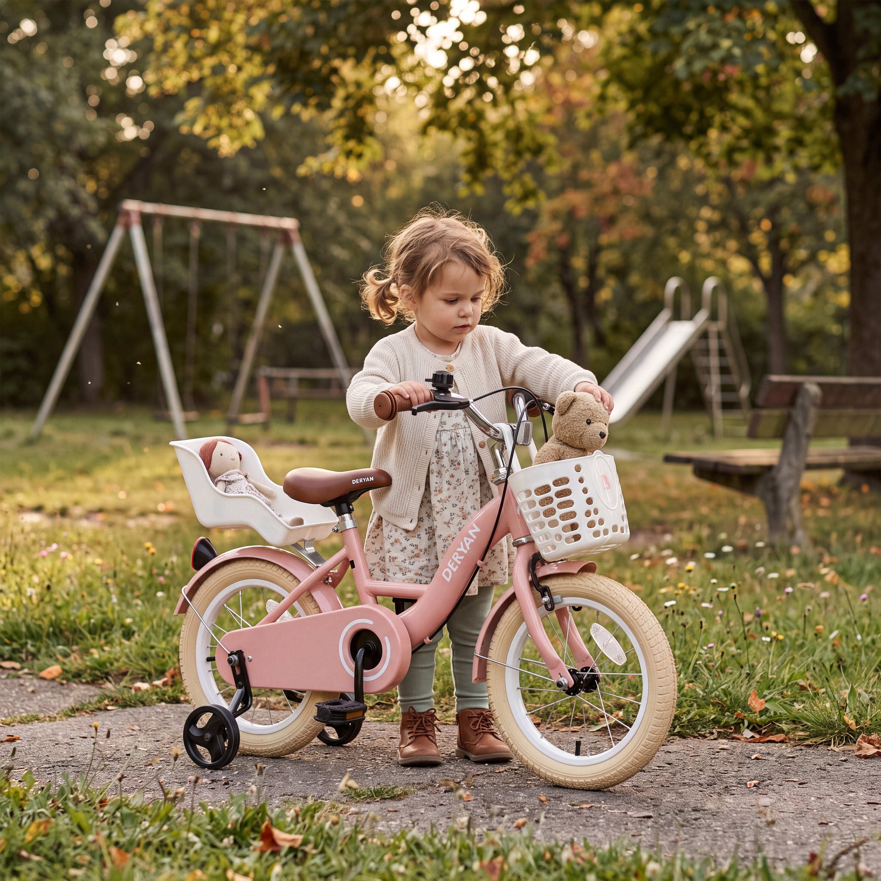 Zoey kinderfiets met mandje 14 inch - Roze