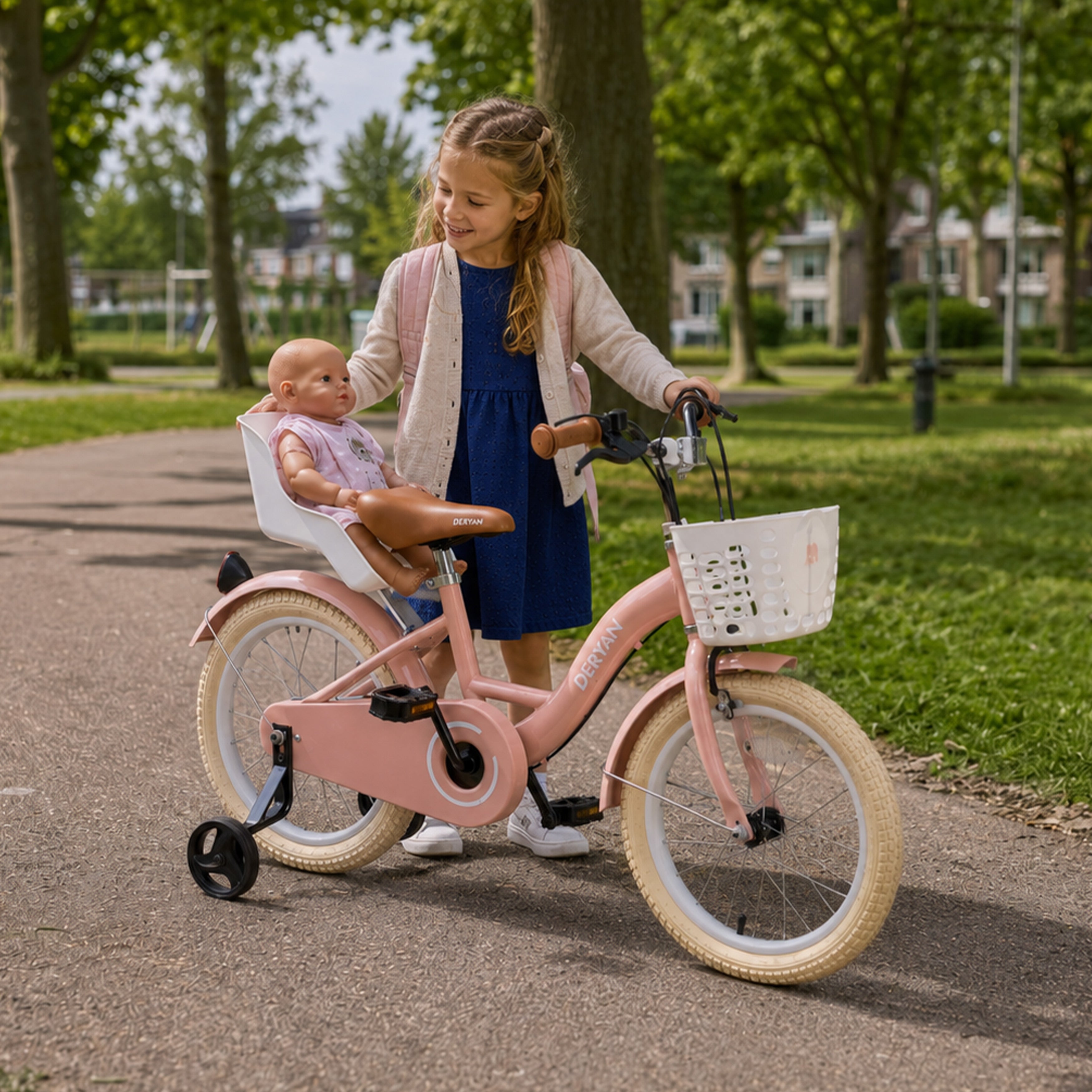 Zoey Mädchenfahrrad, Kinderfahrrad 16 Zoll mit Korb – Rosa