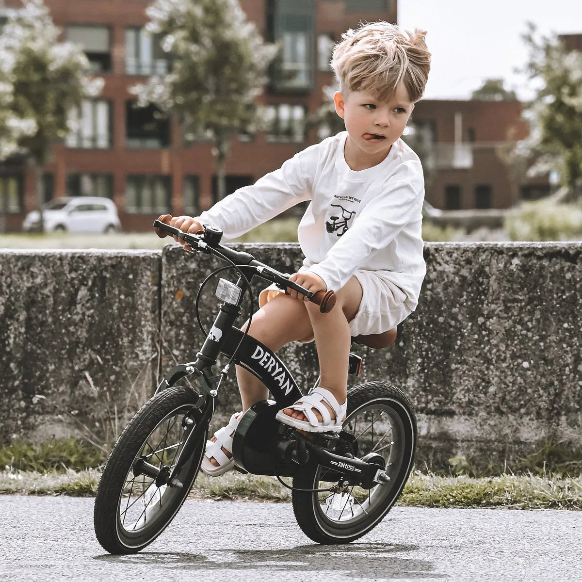 Luxe Kinderfiets 14 inch - 3 in 1 - loopfiets Zwart