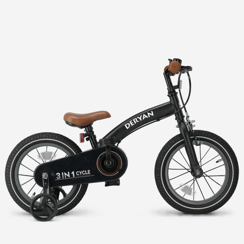 Luxury Children's bike 14 inch - 3 in 1 - balance bike Black