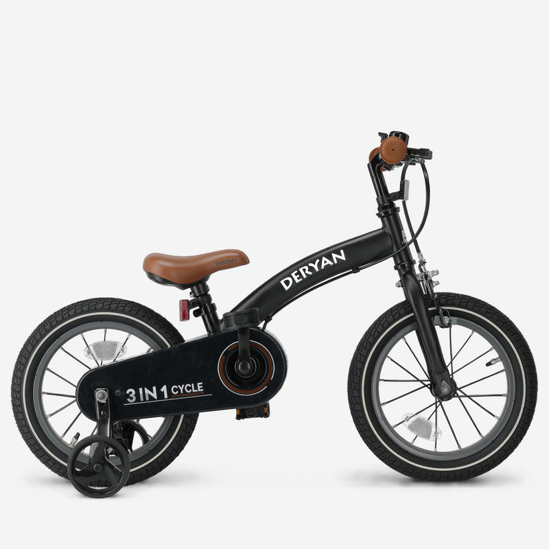 Vélo de luxe pour enfants 14 pouces - 3 en 1 - draisienne Noir