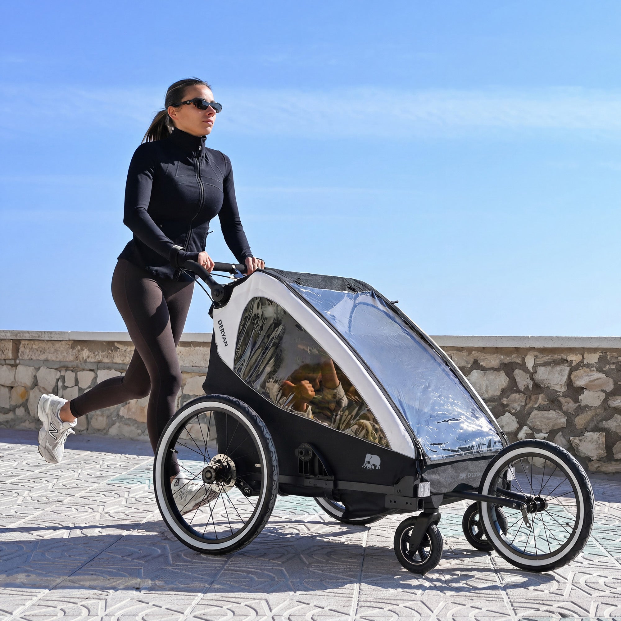 Lyxig cykelkärra V2 – Promenadvagn – Joggingvagn Cream