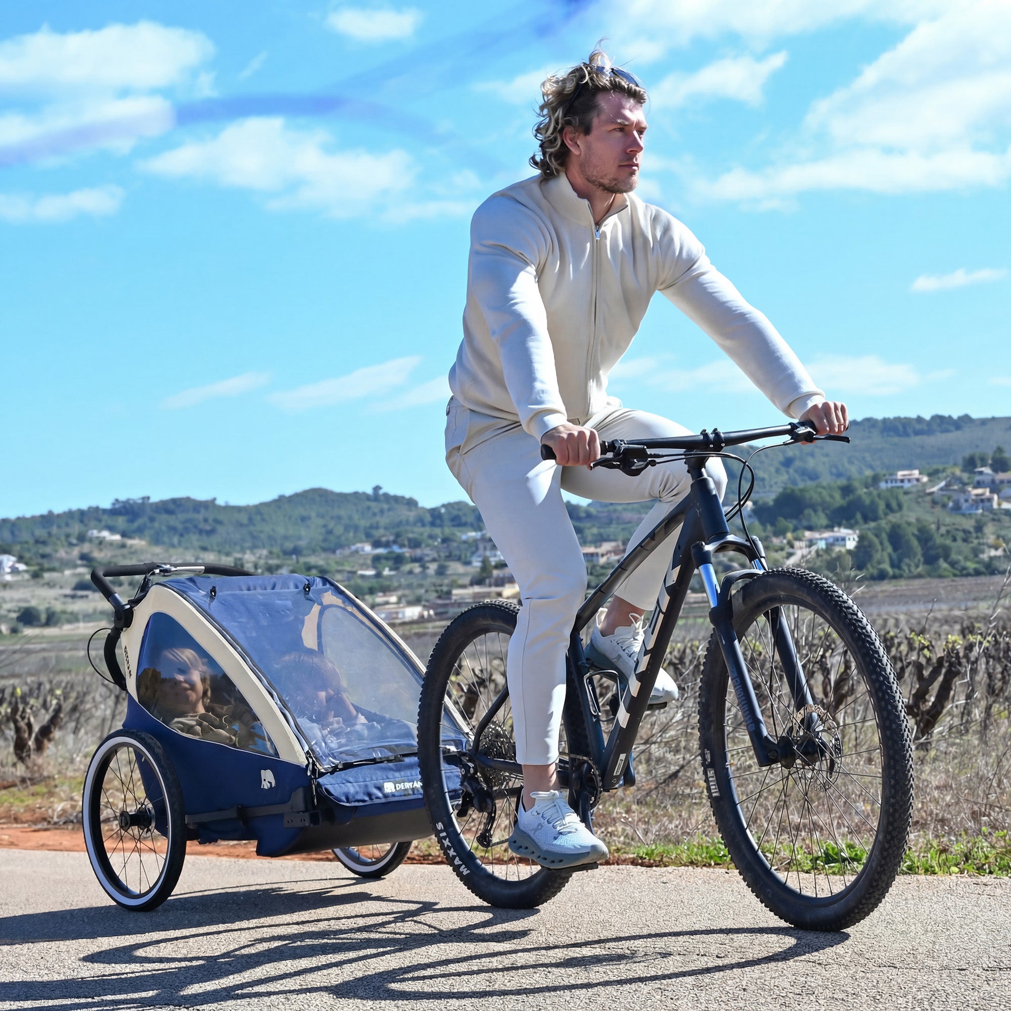 Lyxig cykelkärra V2 – Promenadvagn – Joggingvagn Cream