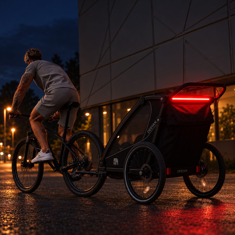 Remorque à vélo de luxe V3 - 3-en-1 - Poussette - Poussette de course Noir