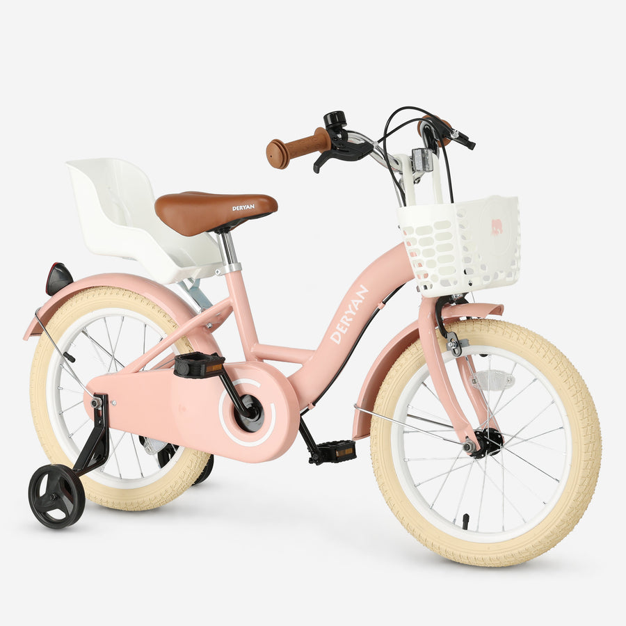 Zoey pigecykel, børnecykel 16 tommer med kurv – lyserød
