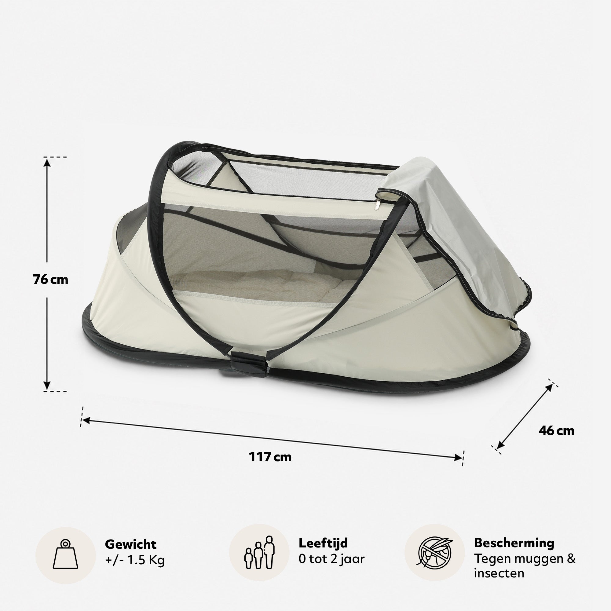 BabyBox Baby Tent Camping Crib + Cotton Blanket - Ivory