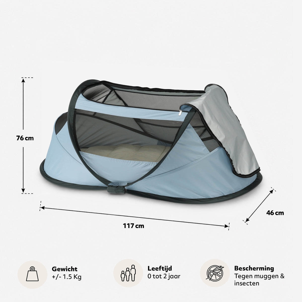 BabyBox Baby Tent Camping Crib + Cotton Blanket - Sky Blue