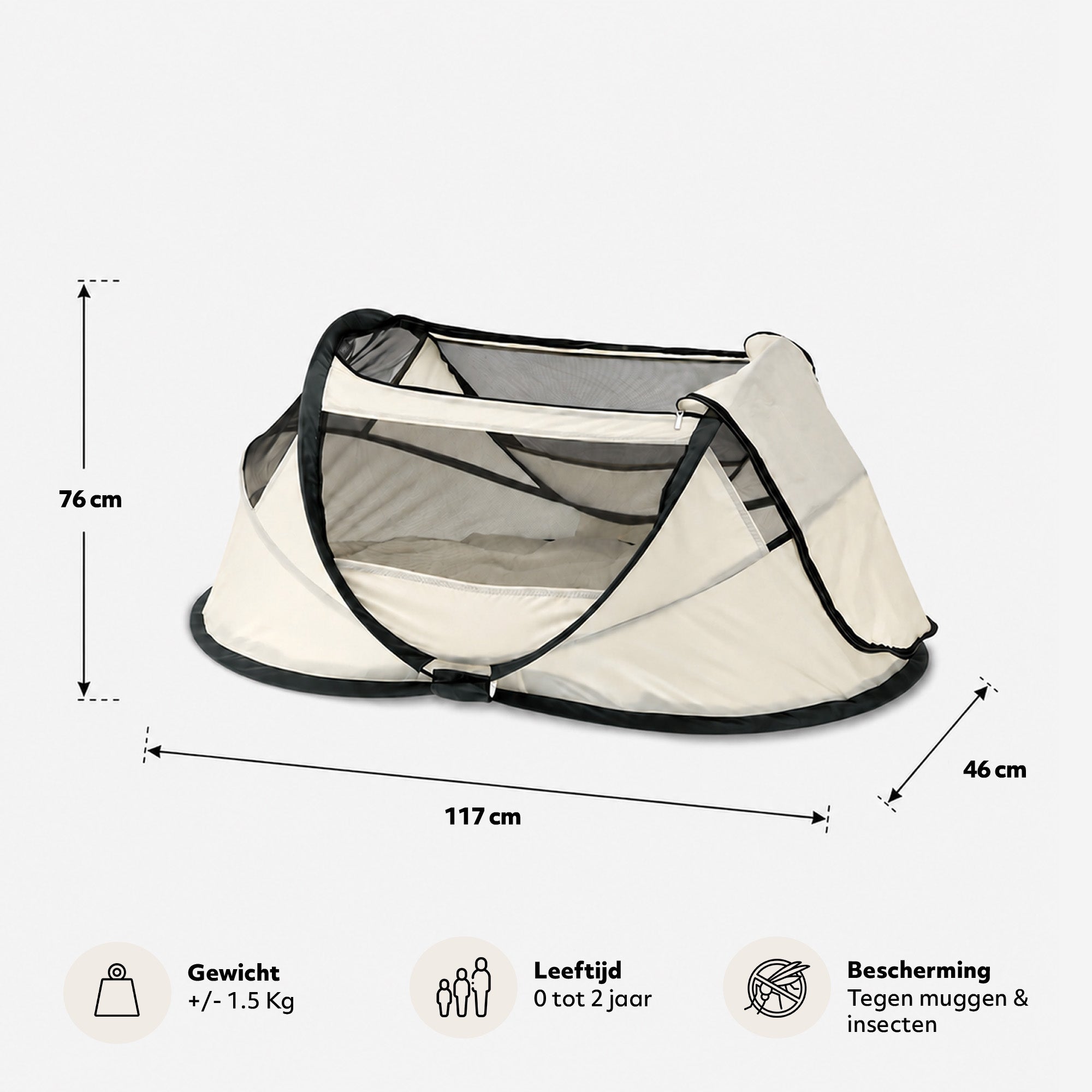 BabyBox Baby Tent Camping Crib + Cotton Blanket - Cream