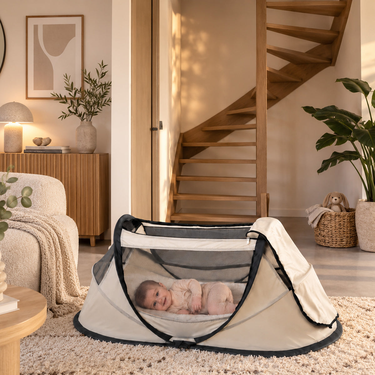 BabyBox baby tentje Campingbedje + katoenen dekje - Cream