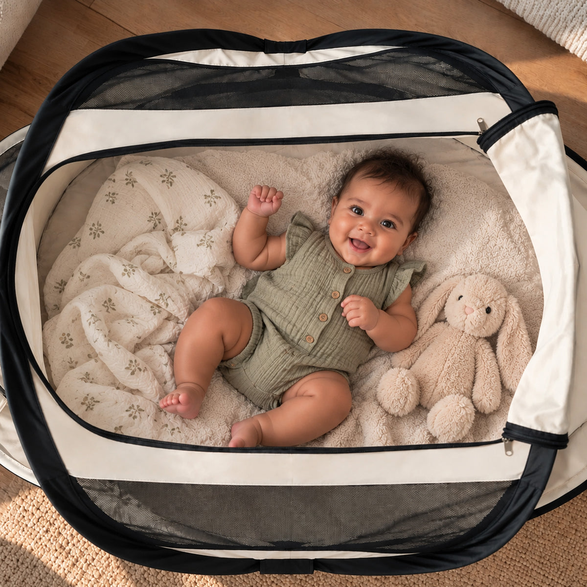 BabyBox baby tentje Campingbedje + katoenen dekje - Ivory
