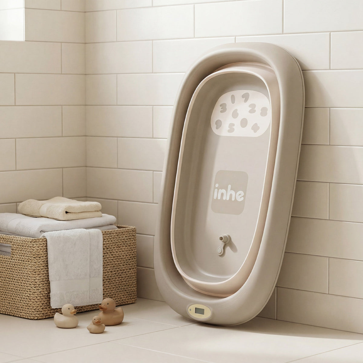 Collapsible Baby Bathtub with Thermometer - Toddler Bathtub - Baby Bathtub - Baby Supplies - Baby Bathtub with Stand - Baby Bathtub - Children's Bathtub - Baby Supplies - Baby Bathtub Set