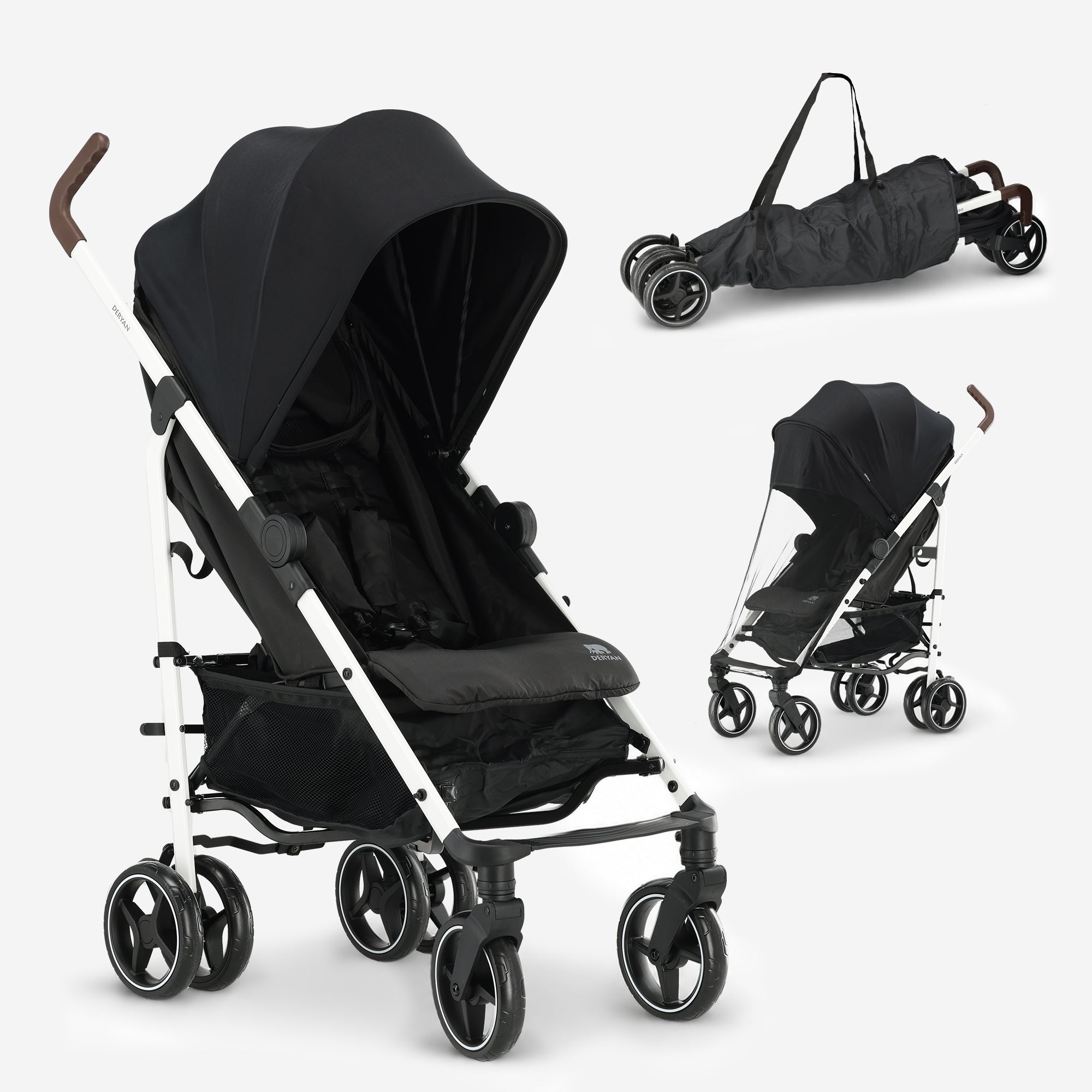 Bobbie Paraplu Buggy tot 22 kg - Wit Frame/Zwart