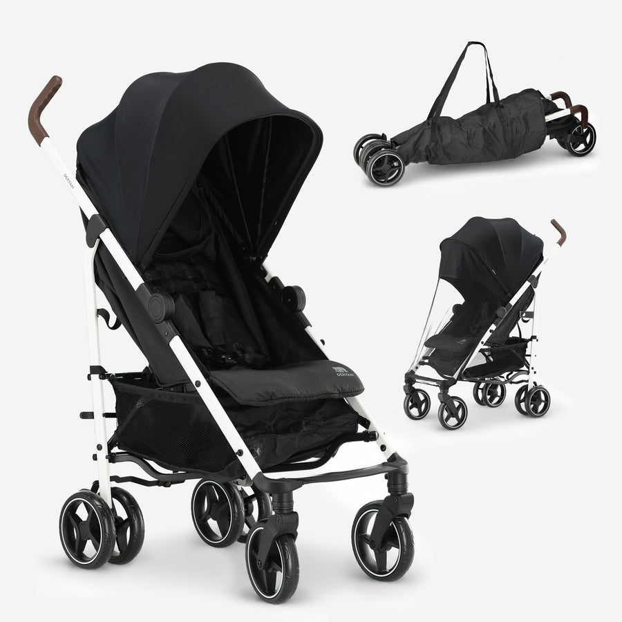 Bobbie paraplyvogn opptil 22 kg - hvit ramme/svart
